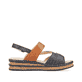 Schieferblaue Rieker Keilsandaletten 62967-14 mit einem Klettverschluss. Schuh Innenseite.