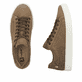 Braune Rieker Herren Sneaker Low U0701-22 aus Rauleder mit einer Schnürung. Schuh von oben, liegend.