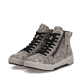 Beige-schwarze Rieker Damen Sneaker High W0164-64 mit modernen Ziernähten. Schuhpaar seitlich schräg.