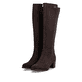 Dunkelbraune Rieker Damen Hochschaftstiefel Y2050-25 mit einem Reißverschluss. Schuhpaar seitlich schräg.