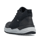Dunkelblau-schwarze Rieker Herren Schnürstiefel 06003-14 mit Reißverschluss. Schuh von hinten.