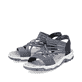 Blaue Rieker Damen Trekkingsandalen 68888-14 mit einem Gummizug. Schuhpaar seitlich schräg.