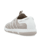 Beige Rieker Damen Slipper 42450-62 mit einem Gummizug sowie der Extraweite H. Schuh von hinten.