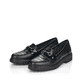 Graphitschwarze Rieker Damen Loafer 54862-01 mit einem Elastikeinsatz. Schuh Außenseite gespiegelt.