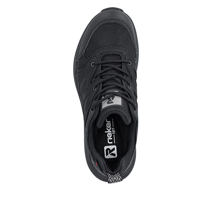 Schwarze Rieker Damen Sneaker Low Z0900-00 mit wasserabweisender TEX-Membran. Schuh von oben.