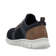 Blaue Rieker Herren Slipper B7796-14 mit einem Gummizug sowie Komfortweite G 1/2. Schuh von hinten.