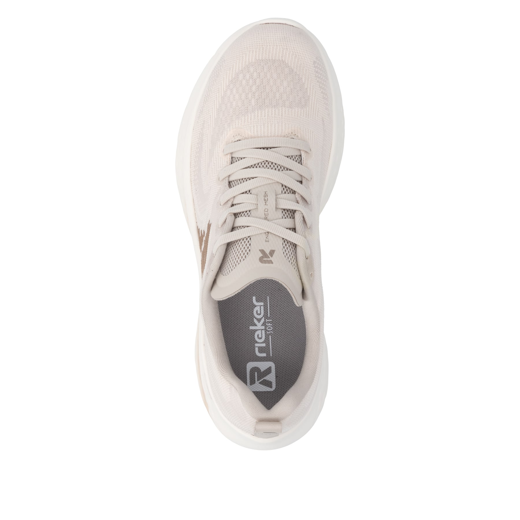 Beige Rieker Sport Damen Sneaker Low W4401-60. Schuh von oben.