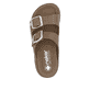 Braune Rieker Damen Pantoletten P2180-24 mit Schnallen sowie ultraleichter Sohle. Schuh von oben.