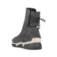 Dunkelgraue Rieker Damen Kurzstiefel 45990-45 mit einem Reißverschluss. Schuh von hinten.