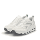Weiße Rieker Damen Sneaker Low N5205-80 mit Schnürung sowie ultraleichter Sohle. Schuhpaar seitlich schräg.