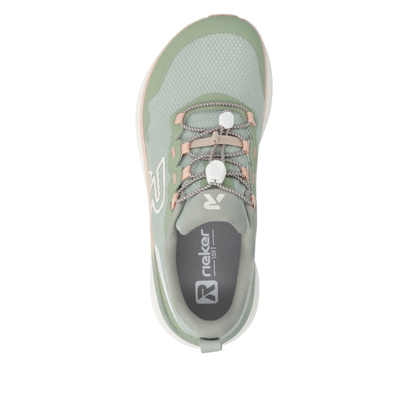 Grüne Rieker Sport Damen Sneaker Low W4300-52. Schuh von oben.