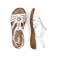 Weiße Rieker Damen Riemchensandalen 60839-80 mit Schmuckelementen sowie Gummizug. Schuh von oben, liegend.