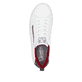 Weiße Rieker Damen Sneaker Low 41906-80 mit Reißverschluss sowie flexibler Sohle. Schuh von oben.