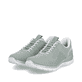 Mintgrüne Rieker Damen Slipper L3262-52 mit easy Hineinschlüpf-Möglichkeit. Schuhpaar seitlich schräg.