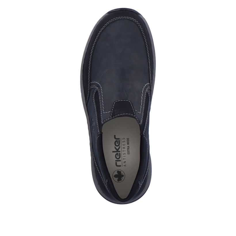 Mocassins Rieker gris pour hommes 14362-00 avec bande élastique. Chaussure vue de dessus.