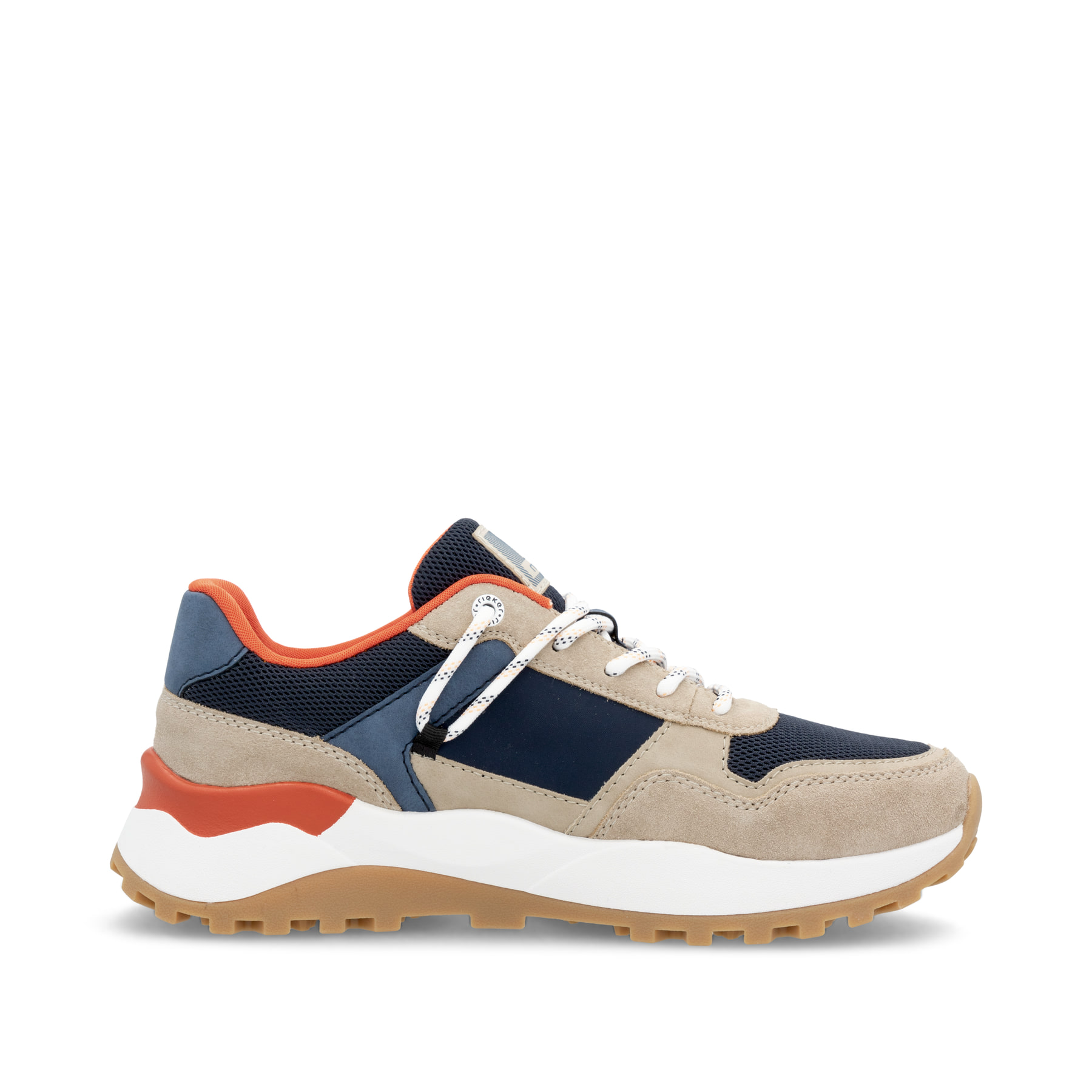 Blaue Rieker Herren Sneaker Low U1300-14 mit Schnürung sowie flexibler Sohle. Schuh Innenseite.