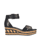Schwarze Rieker Keilsandaletten 68194-00 mit trendigen Schnalle. Schuh Innenseite.