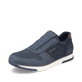 
Ozeanblaue Rieker Herren Slipper B2052-14 mit Elastikeinsatz sowie einer Profilsohle. Schuh seitlich schräg