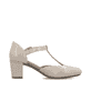 Beige Rieker Pumps 41087-60 mit einer Schnalle sowie extra weicher Decksohle. Schuh Innenseite.