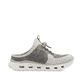 Graue Rieker Damen Clogs M6069-45 mit einem Gummizug sowie einer flexiblen Sohle. Schuh Innenseite.