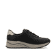 Schwarze Rieker Damen Sneaker Low N9501-00 mit Reißverschluss sowie Extraweite H. Schuh Innenseite.