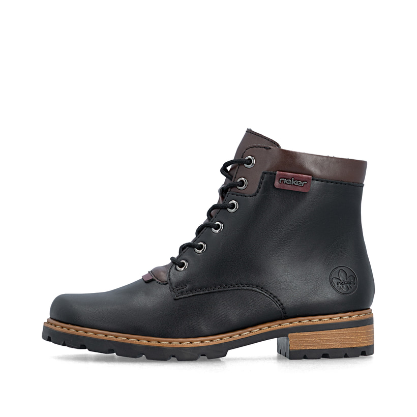 Chelsea Boots Rieker noires pour femmes Z9354-00 avec fermeture éclair. Côté extérieur de la chaussure.