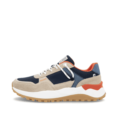 Blaue Rieker Herren Sneaker Low U1300-14 mit Schnürung sowie flexibler Sohle. Schuh Außenseite.