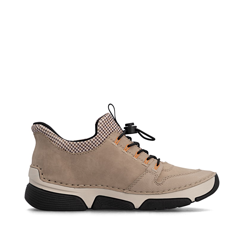 Beige Rieker Damen Slipper 45963-20 mit Ready2GO Anziehkomfort sowie Gummizug. Schuh Innenseite.