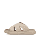 Beige Rieker Damen Pantoletten V3089-62 mit Gummizug sowie ultraleichter Sohle. Schuh Außenseite.