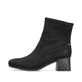 
Tiefschwarze Rieker Damen Stiefeletten 70971-00 mit Reißverschluss sowie Blockabsatz. Schuh Außenseite