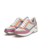Beige vegane Rieker Damen Sneaker Low N9303-90 mit einer Schnürung. Schuhpaar seitlich schräg.