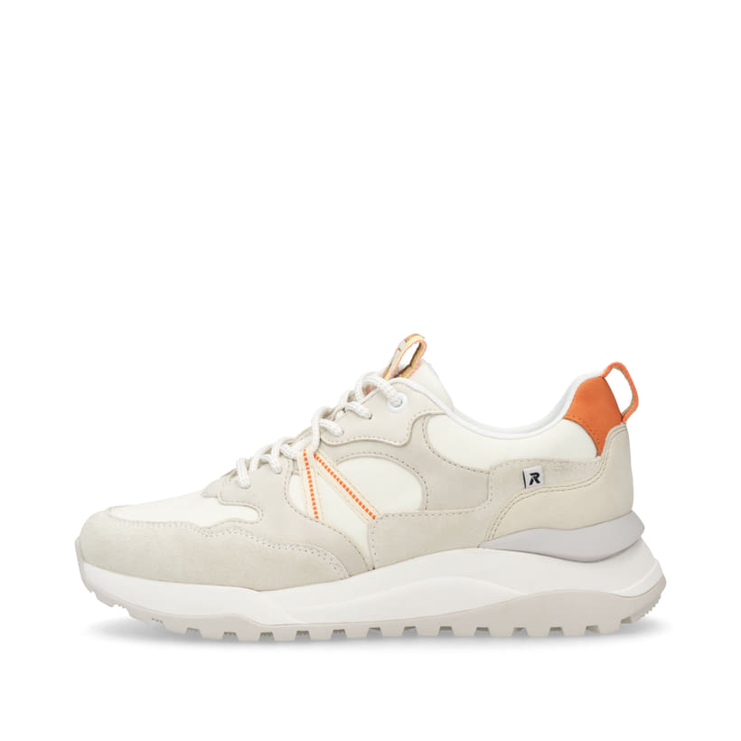 Weiße Rieker Damen Sneaker Low W2501-80 mit einer Schnürung. Schuh Außenseite.