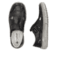 Graue Rieker Herren Slipper 04050-40 mit Klettverschluss sowie Extraweite H. Schuh von oben, liegend.