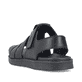 Schwarze Rieker Herren Sandalen 24262-00 mit einem Klettverschluss. Schuh von hinten.