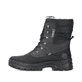 
Tiefschwarze Rieker Herren Schnürstiefel F5424-01 mit einer Flip-Grip Sohle mit Spikes. Schuh Außenseite