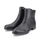 
Nachtschwarze Rieker Damen Stiefeletten 73450-00 mit Reißverschluss sowie Blockabsatz. Schuhpaar schräg.