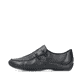 Schwarze Rieker Damen Slipper L1751-00 mit einem Gummizug. Schuh Außenseite.