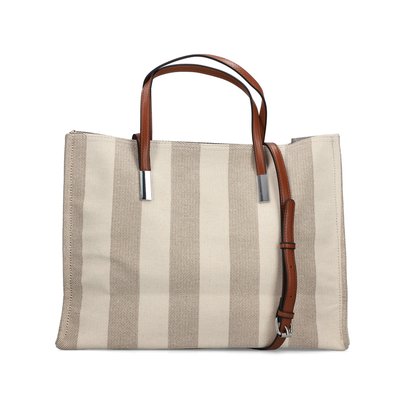 Sac à main Rieker H1074-90 beige avec fermeture éclair et sangle d’épaule amovible et ajustable. Côté gauche.