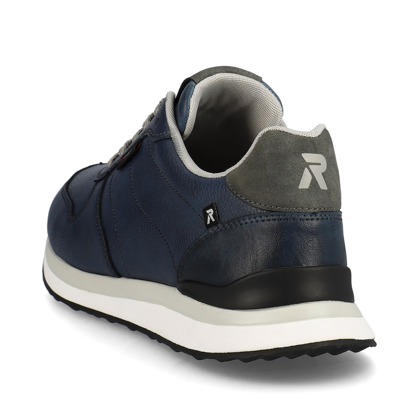 Rieker baskets basses bleues femmes 42500-14 avec une semelle flexible. Chaussure vue de l'arrière.