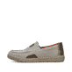 Beige Rieker Herren Slipper 08651-62 mit einem Gummizug sowie der Extraweite H. Schuh Außenseite.