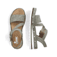 Grüne Rieker Keilsandaletten V7964-52 mit einem Klettverschluss. Schuh von oben, liegend.