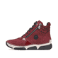 Dunkelrote Rieker Damen Schnürstiefel 45960-35 mit einem Reißverschluss. Schuh Außenseite.
