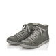 Anthrazitfarbene Rieker Damen Schnürschuhe Z1223-45 mit einem Reißverschluss. Schuhpaar seitlich schräg.
