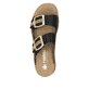 Schwarze Rieker Damen Pantoletten V7955-00 mit trendigen Schnalle. Schuh von oben.