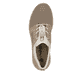 Braune Rieker Damen Slipper N4290-20 mit einem Gummizug. Schuh von oben.