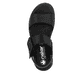 Schwarze Rieker Damen Riemchensandalen W0800-00 mit trendigen Schnalle. Schuh von oben.