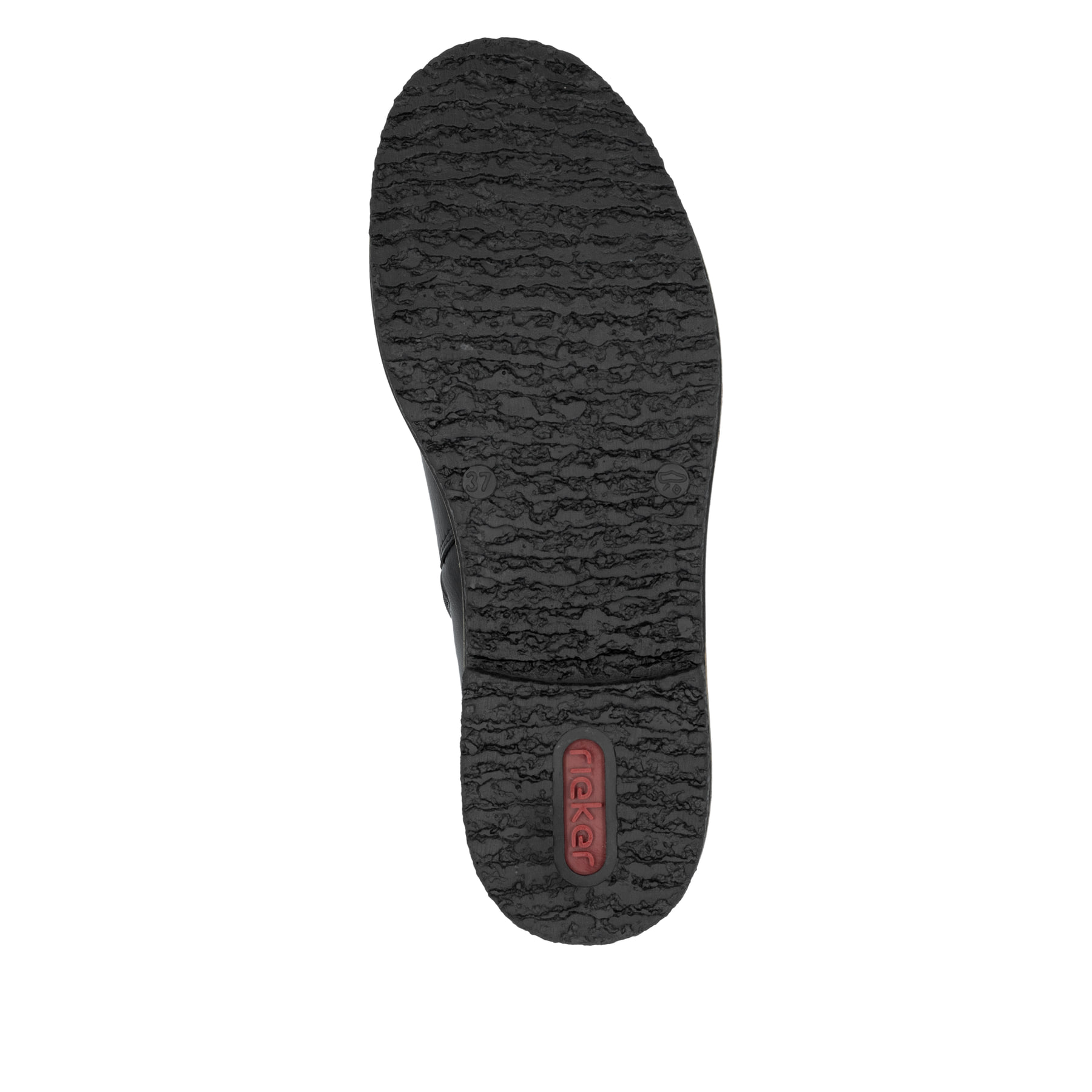 Schwarze Rieker Damen Chelsea Boots 73557-01 mit einem Reißverschluss. Schuh Laufsohle.