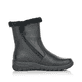 
Tiefschwarze Rieker Damen Kurzstiefel Z68M1-01 mit einer schockabsorbierenden Sohle. Schuh seitlich schräg
