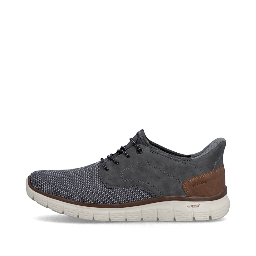 Mocassins Rieker gris pour homme B6658-42 avec fonction easy in Ready2GO. Côté extérieur de la chaussure.
