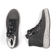 Anthrazitfarbene Rieker Damen Schnürschuhe Z6611-45 mit einem Reißverschluss. Schuh von oben, liegend.
